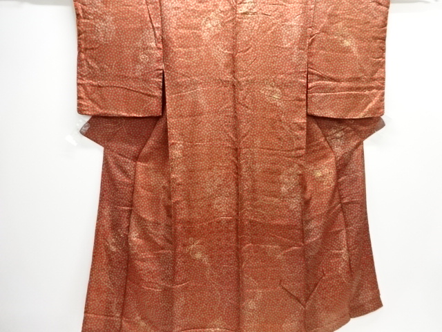 JAPANESE KIMONO / ANTIQUE KIMONO / SILK / RINZU / FLOWER KUSUDAMA PATTERN